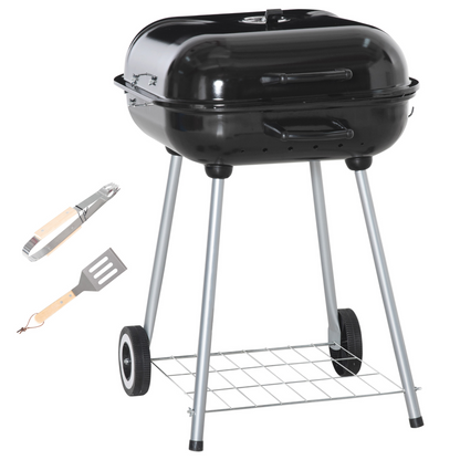 Portable BBQ Charcoal Smoker Grill with Wheels
