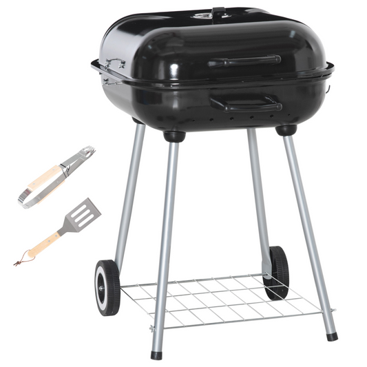 Portable BBQ Charcoal Smoker Grill with Wheels