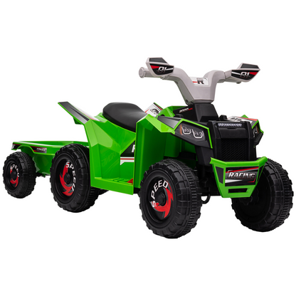 Kids Electric Quad Bike with Trailer - Green