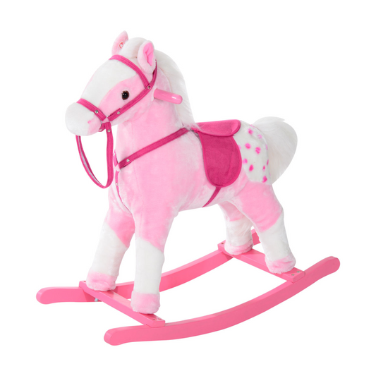 Neighing Plush Rocking Horse Toy Classic Wood Pony