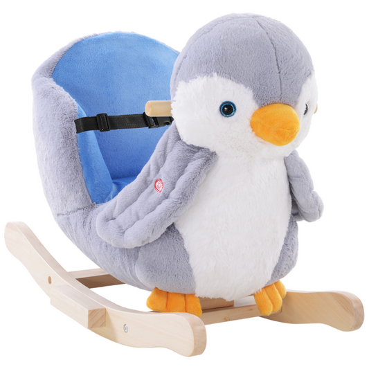 Musical Penguin Plush Rocking Horse for Kids - 32 Songs