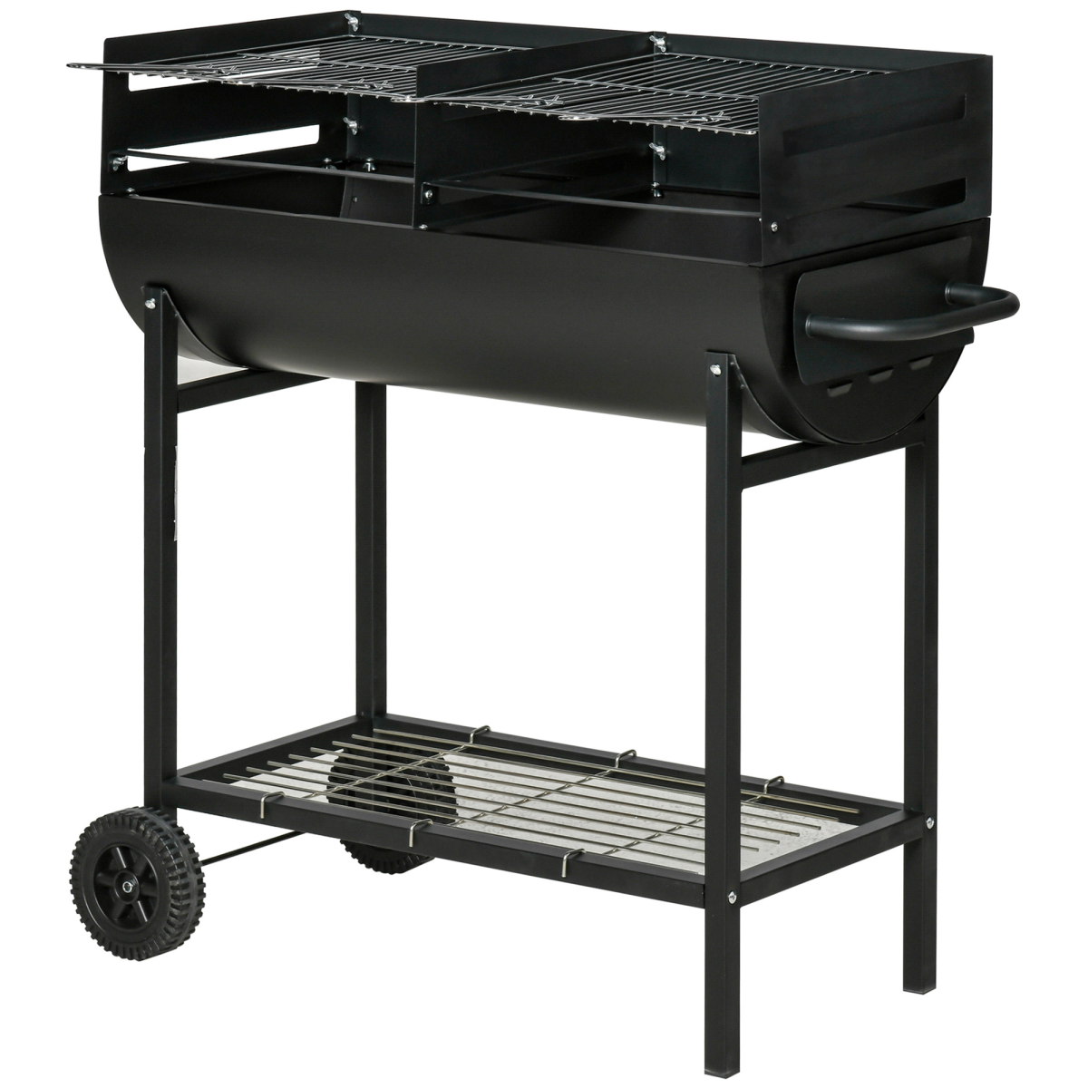 Portable 2-Grill Charcoal BBQ with Wheels