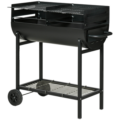 Portable 2-Grill Charcoal BBQ with Wheels