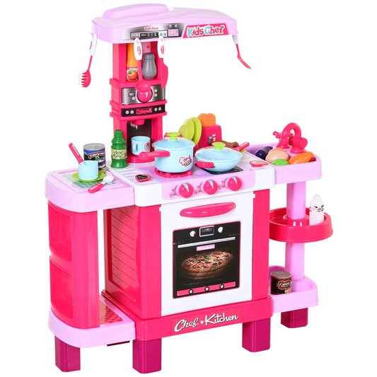 Deluxe 38-Piece Kids Kitchen Set with Sounds, Lights - Pink