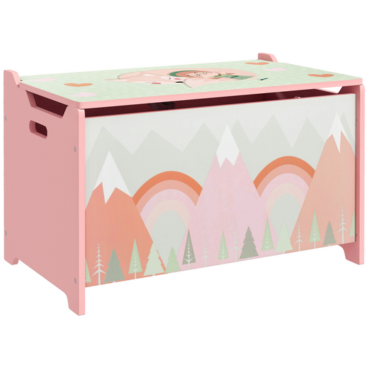 ZONEKIZ Pink Toy Box Stylish Storage Chest for Kids Toys & Games