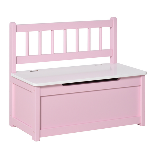 Kids 2-in-1 Wooden Toy Box & Bench with Backrest