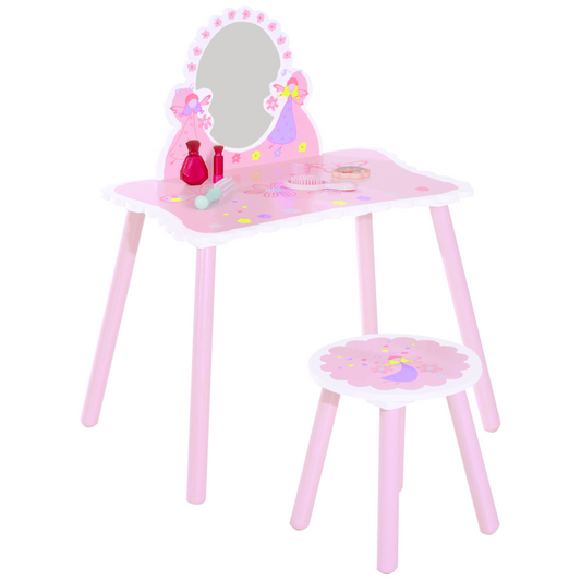 Enchanting Girls Pink Dressing Table Play Set