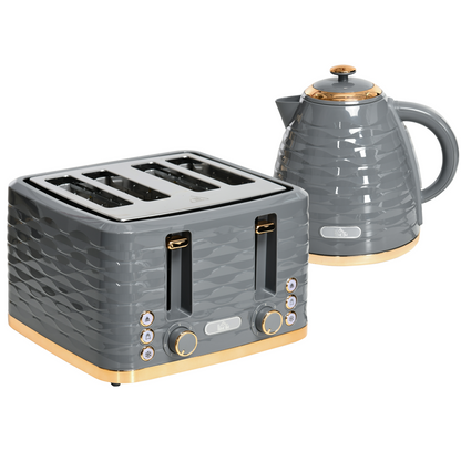 Stylish Kettle & Toaster Set: Rapid Boil & 4-Slice Perfection!
