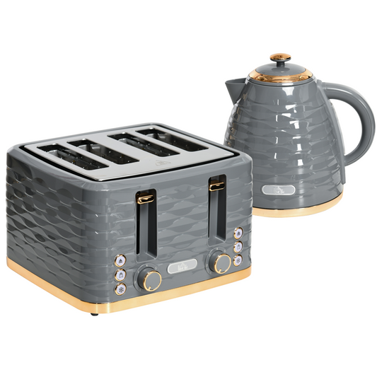 Stylish Kettle & Toaster Set: Rapid Boil & 4-Slice Perfection!