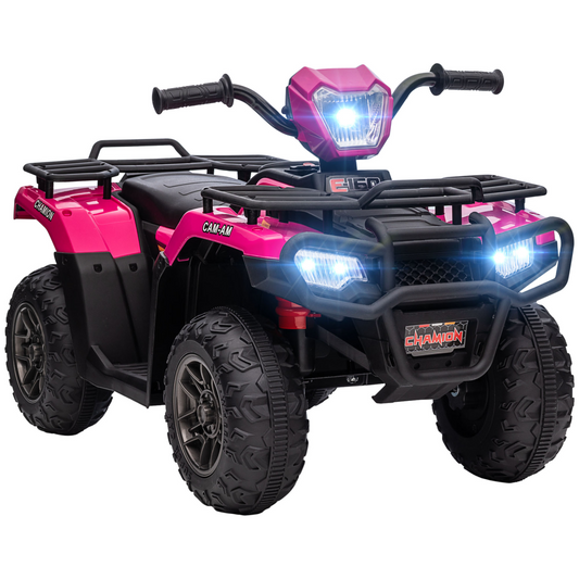 Vibrant Pink 12V Kids Electric Quad Bike w/ LED Lights & Music
