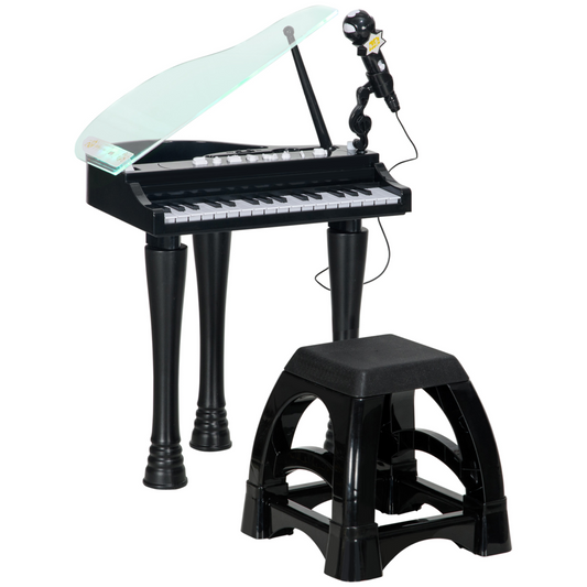 32-Key Kids Piano Keyboard Set with Microphone - Black