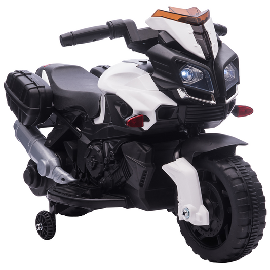 White 6V Electric Kids Motorcycle Ride-On Toy