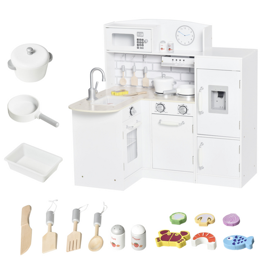 Whimsical Kids Kitchen Play Set with Interactive Fountain 14-Piece