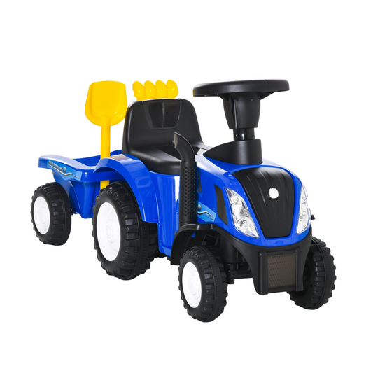 Blue Ride-On Tractor Toddler Walker & Slider for Ages 12-36 Months