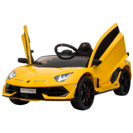 Lamborghini SVJ 12V Ride-On Car w/ Lights Music Remote 3-8 Yrs Yellow