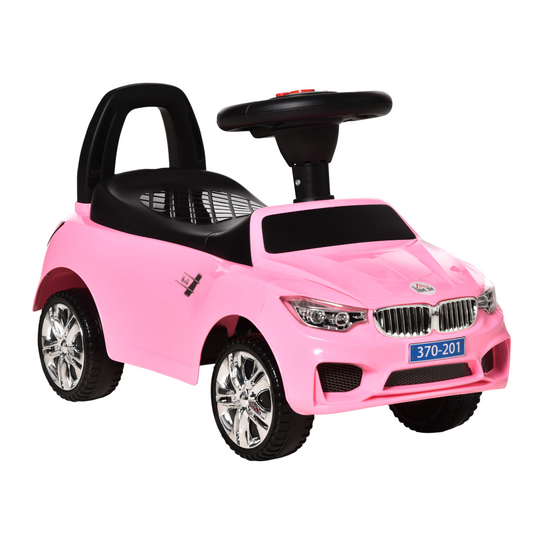 Pink Toddler Ride-On Car - Foot-to-Floor Walker with Music & Storage