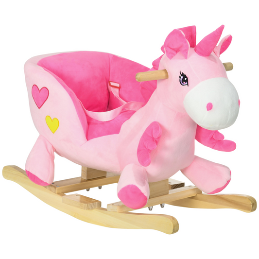 Plush Unicorn Rocking Horse with Music & Safety Belt
