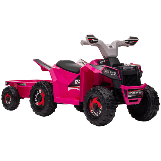 Kids Electric Quad Bike with Trailer - Green