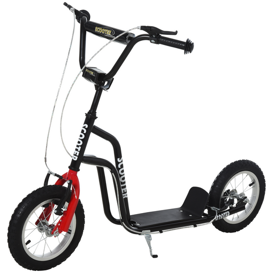 Adjustable Kids Kick Scooter with Inflatable Wheels - Black