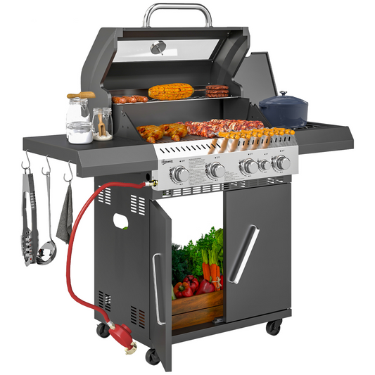 4+1 Burner Gas BBQ Grill With Clear View Lid