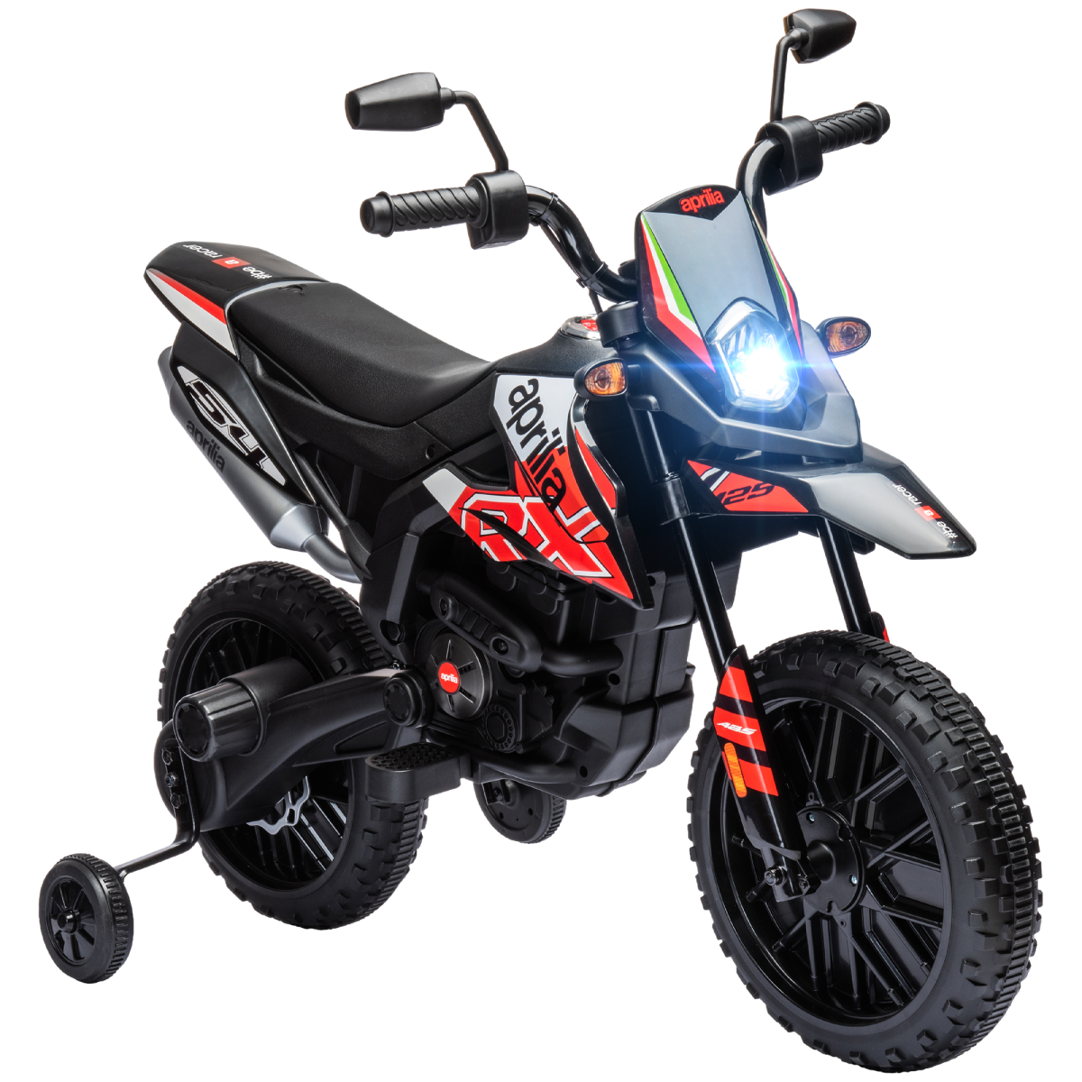 AIYAPLAY 12V Kids Aprilia Motorbike with Training Wheels