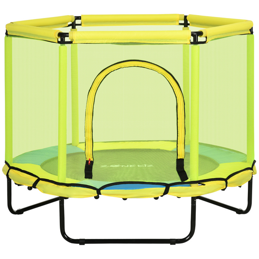 ZONEKIZ 4.6 FT Safe Indoor Bungee Trampoline with Enclosure Net for Kids