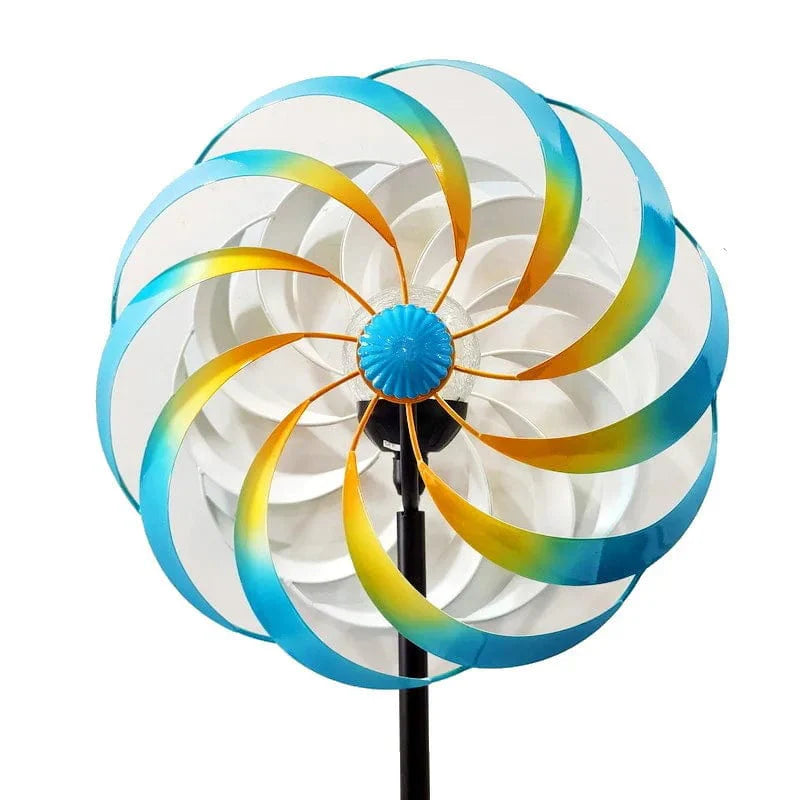 Metal Garden Windmill Decoration - Villa Scenery Props Yard Ornament with Solar Lights