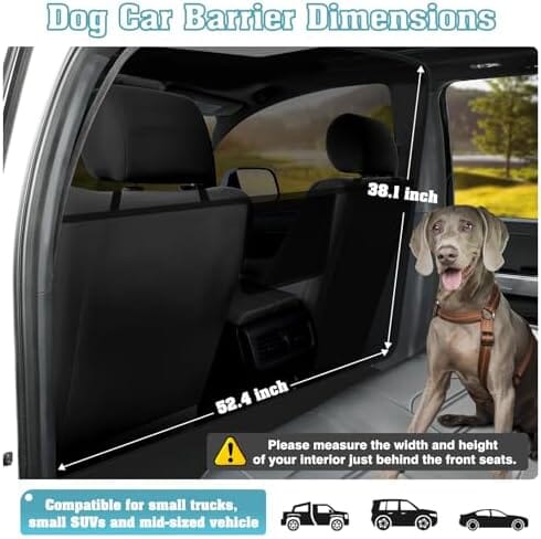 One-Piece Escape-Proof Back Seat Mesh Dog Car Net Barrier Black