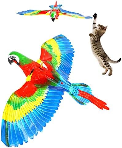 Parrot Interactive Hanging Spinning Electric Toy Bird for Cats
