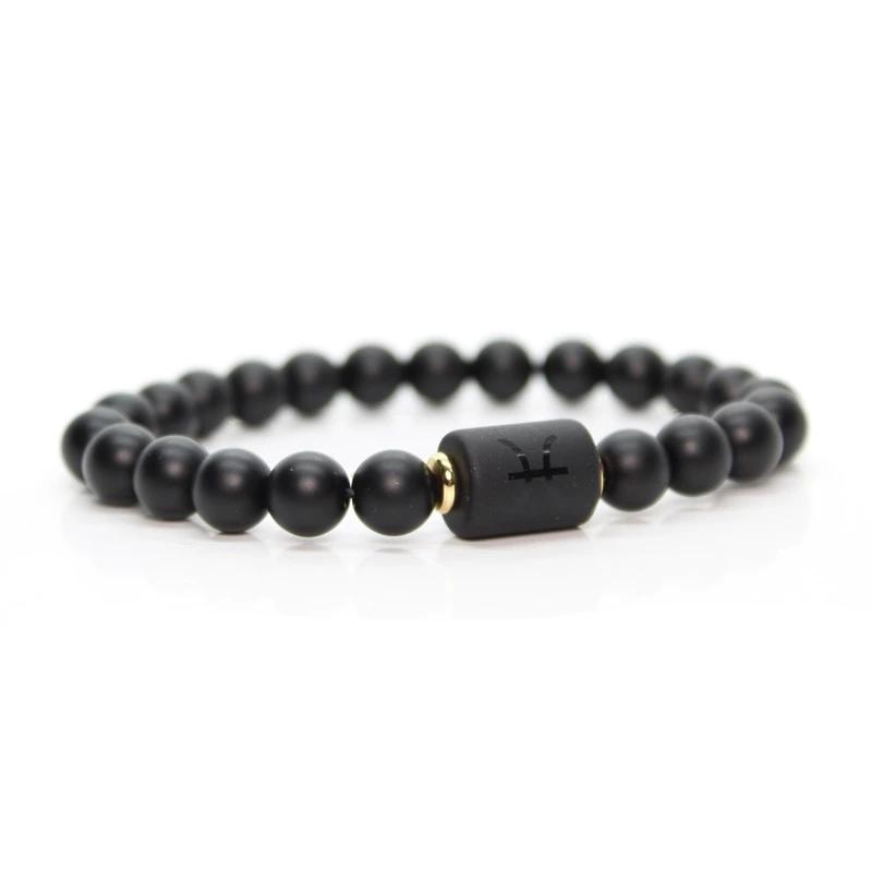 12 Constellation Zodiac Signs Black Bracelet