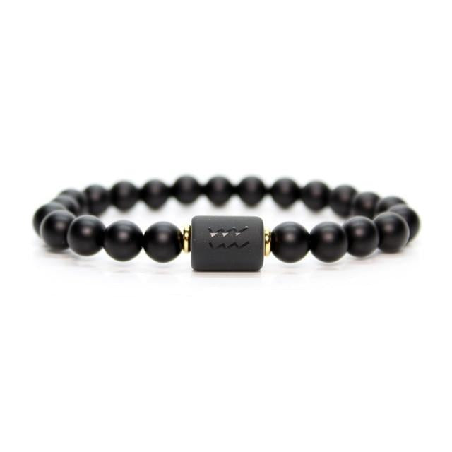 12 Constellation Zodiac Signs Black Bracelet