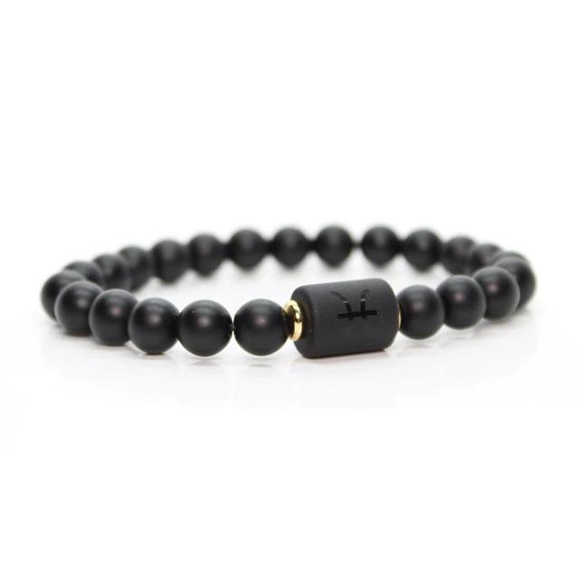 12 Constellation Zodiac Signs Black Bracelet