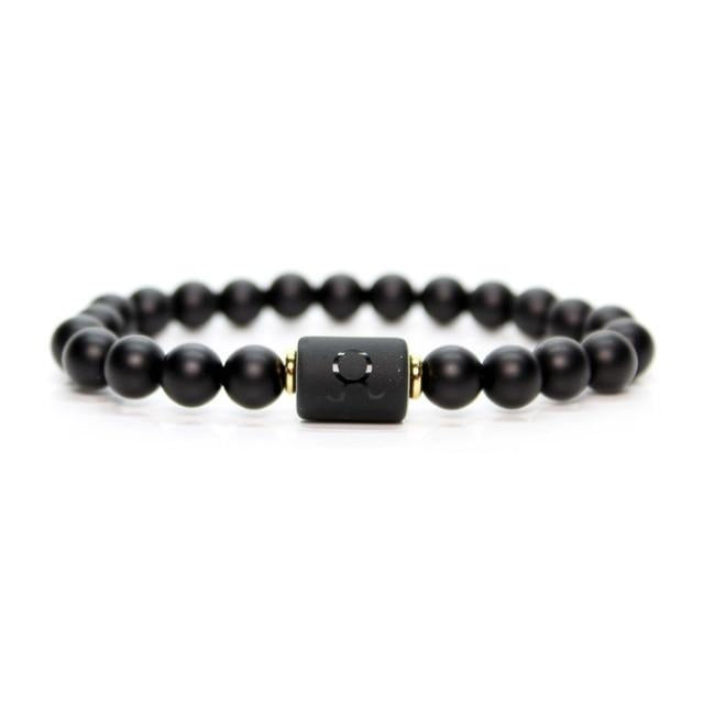 12 Constellation Zodiac Signs Black Bracelet