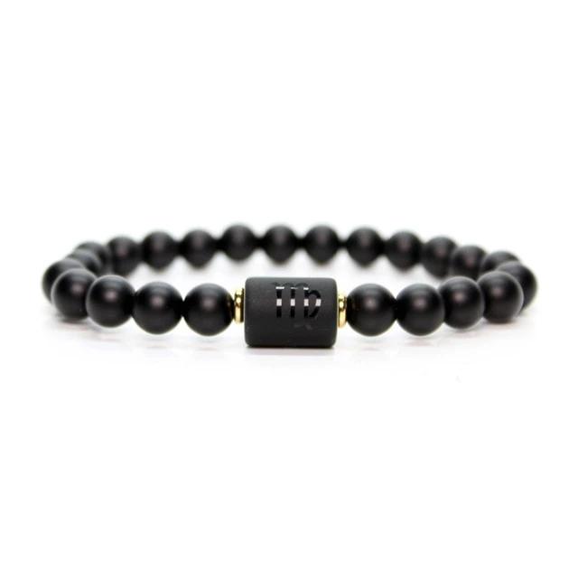 12 Constellation Zodiac Signs Black Bracelet