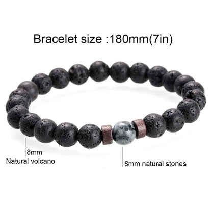 Black Lava Stone Tibetan Men's Bracelet