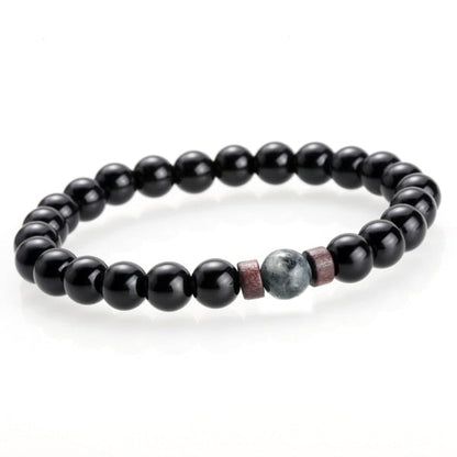 Black Lava Stone Tibetan Men's Bracelet