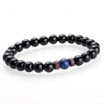Black Lava Stone Tibetan Men's Bracelet