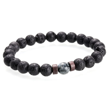Black Lava Stone Tibetan Men's Bracelet