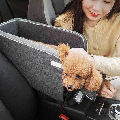 Pets Car Armrest Seat - Luxury Microfiber Console Dog & Cat Car Seat