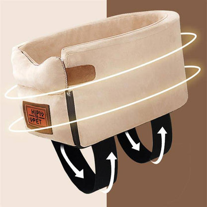 Pets Car Armrest Seat - Luxury Microfiber Console Dog & Cat Car Seat