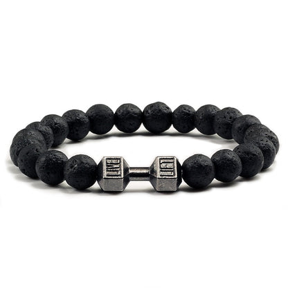 Black Lava Stones Dumbbell Bracelet
