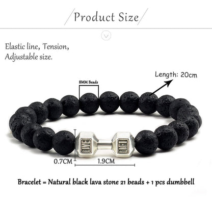 Black Lava Stones Dumbbell Bracelet