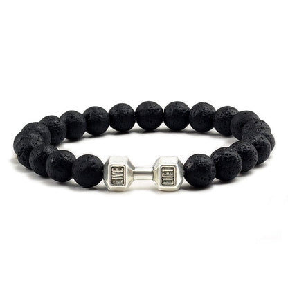 Black Lava Stones Dumbbell Bracelet