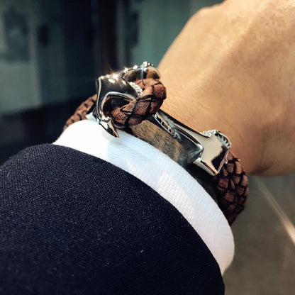 Anchor Leather Bracelet