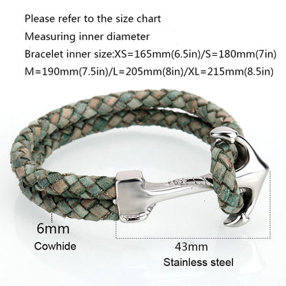 Anchor Leather Bracelet