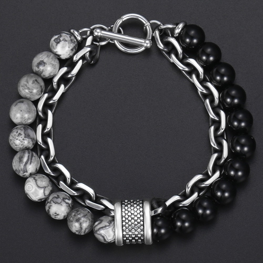 Dual-Colour Beaded Chain Bracelet