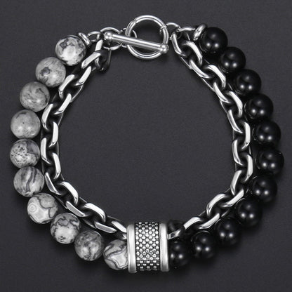 Dual-Colour Beaded Chain Bracelet