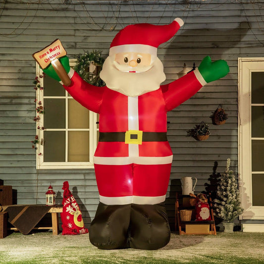 8ft Inflatable Christmas Santa Claus Holds Light Sign of Blessings