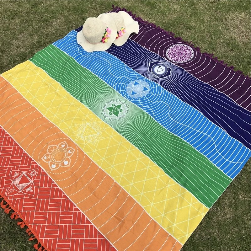Rainbow Yoga Beach Blanket