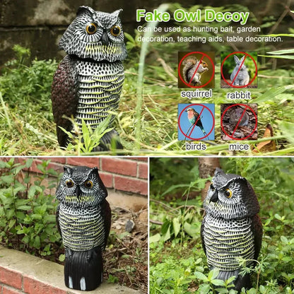 Realistic Fake Owl Decoy With Rotating Head For Pest Control